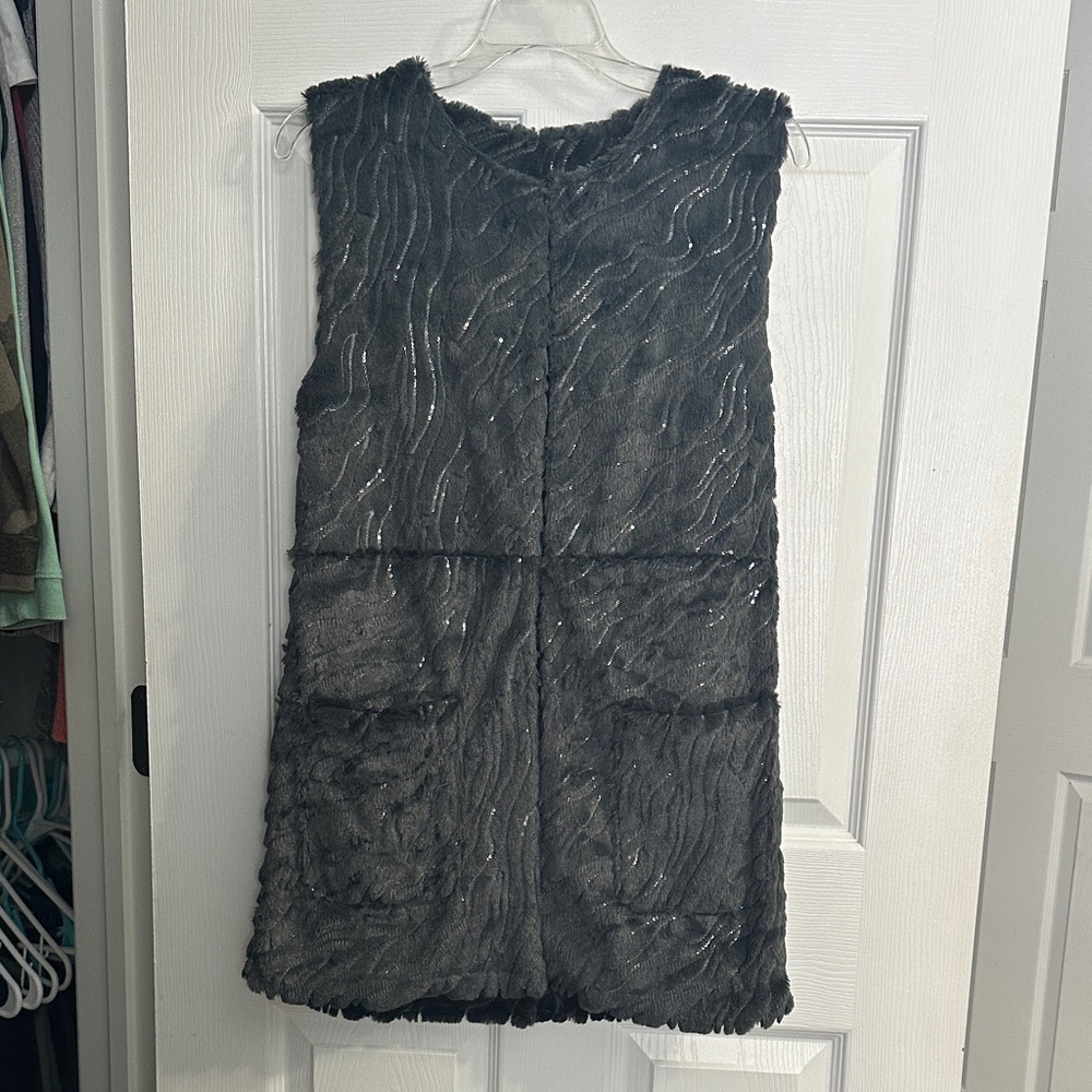 NWT! Charcoal Furry Vest